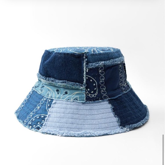 Zara Accessories - Zara Denim Patchwork Bucket Hat paisley NWT